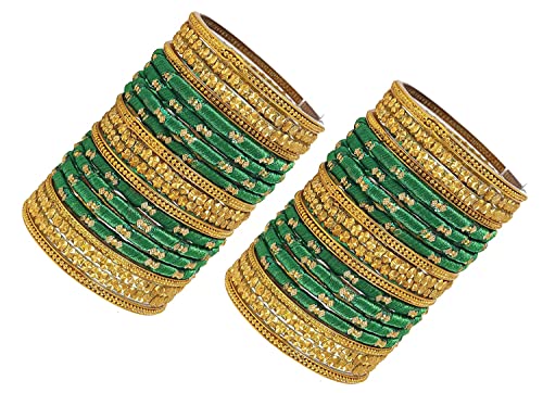 Image of NMII Acrylic (Plastic) With Silk Thread & Beads Studded Worked Glossy Finished Kada Set For Women and Girls