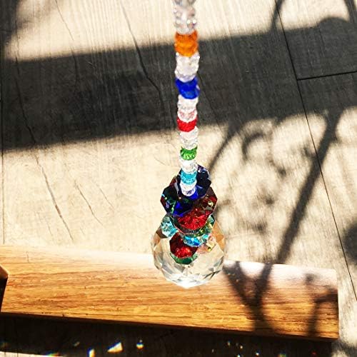 H&D 40mm Clear Crystal Sun catcher Glass Ball Prism Rainbow Octagon Beads Pendant Hanging Window Decor