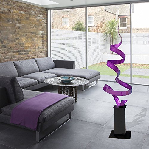 Statements2000 Modern Metal Sculpture Indoor Outdoor Decor By Jon Allen, Purple Twist With Black Base #TOP2