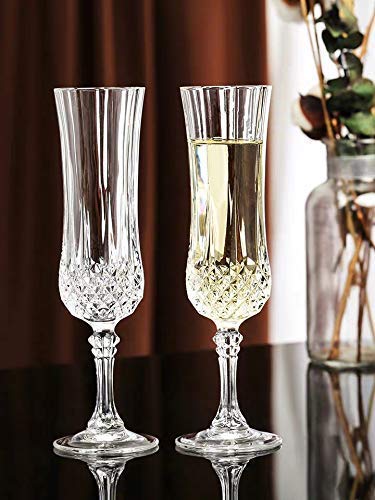 Image of Elegant and Stylish Long Champagne Wine Glasses, Compatible as Champagne Glasses with Stem Stylish and Unique Wine Glasses, Vintage Design Long Champ 155 ML (Set of 02)