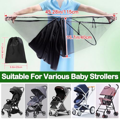 image for Wanateber Baby Mosquito Net for Stroller Sun Shade, 2-in-1 Stroller Co