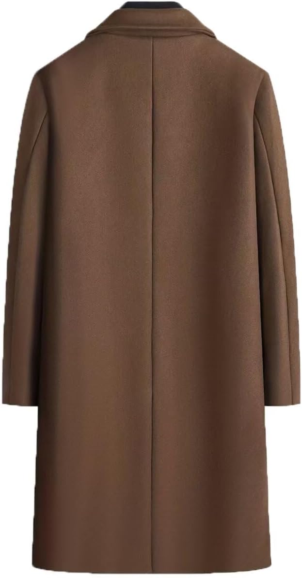 Back View of INVACHI Warm Winter Double Breasted Overcoat