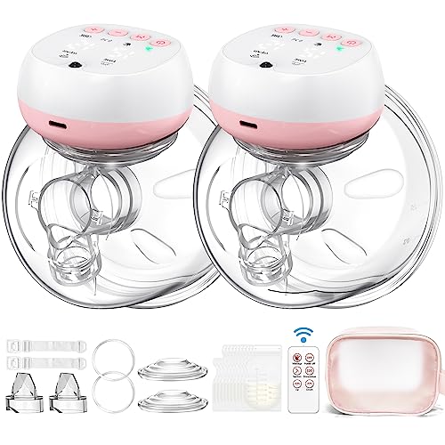 Image of Hands Free Breast Pump, Electric Breast Pumps, 12 Levels 3 Modes Double Wearable Breastpump, Portable 1200mAH, LCD, Quiet and Painless, Leak-Proof 140° Silicone, Comfortable Breastfeeding Necessities
