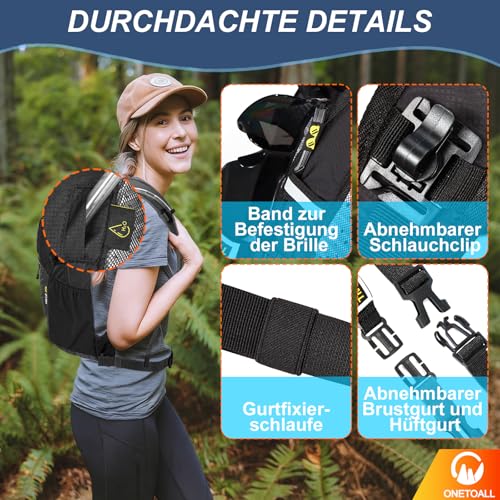ONETOALL Diebstahlsicherer Wanderrucksack Damen 20L, Leichter Tagesrucksack Herren Klein… – Ansicht 6