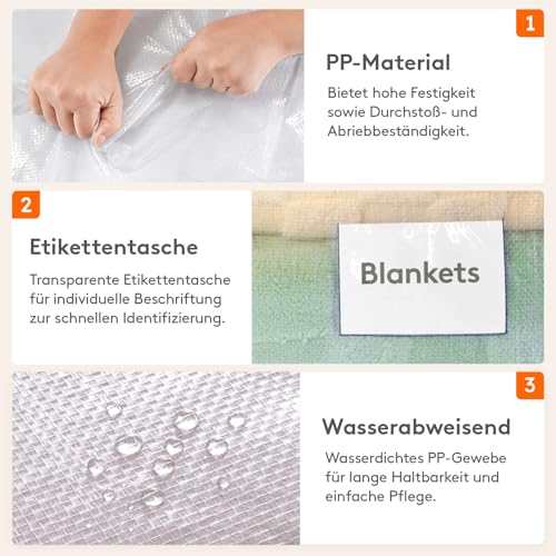 Lifewit 4 Stück 90L Umzugstaschen mit Griff, Aufbewahrungstasche für Bettdecken, Große Tasche mit Reißverschluss, Bettwäsche Aufbewahrung… – Ansicht 5