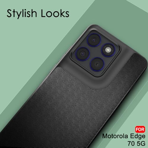Image of TheGiftKart Back Cover Case for Motorola Moto Edge 70 5G | Slim & Lightweight | Ultra-Premium Design | Camera Protection Bump | Fabric Texture Case Cover (PC & TPU, Black)
