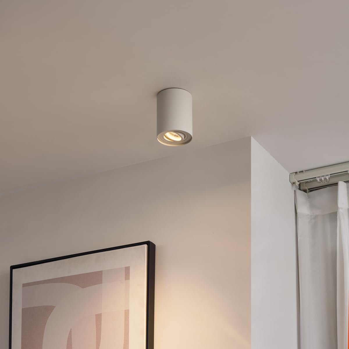 Qazqa Verstellbarer Deckenstrahler, Deckenspot - 108444 - Beige, max. 10W, Geeignet für LED, 10cm, Ideal als Flur, Küche lampe, Schlafzimmerlampe und Wohnzimmerlampe, Im 4er-Set.