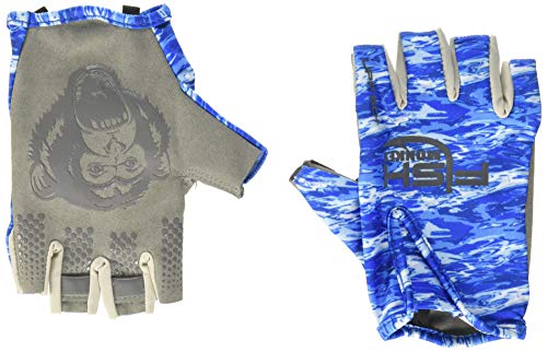 Fish Monkey Gloves Stubby Guide Gloves, X-Large, Blue Water Camo