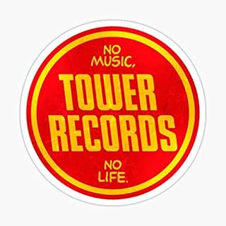 Tower Records Vintage Logo Sticker - Red, Vinyl, Rectangular, Reflective, Single Use, Indoor, Music, Auto, Wall, Laptop, Cell, Truck