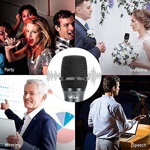 VeGue Kabelloses Mikrofon, UHF Kabelloses Dual Handheld Dynamisches Mikrofon Set mit Wiederaufladbarem Empfänger, für… - Image 8