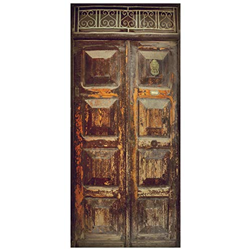 Doorpix 36X80 Inch 3D Door Mural Wrap Glossy Bubble Free Sticker 8-Panel Italian Rustic Wood Door - Peel And Stick - Easy-To-Clean, Durable #TOP1