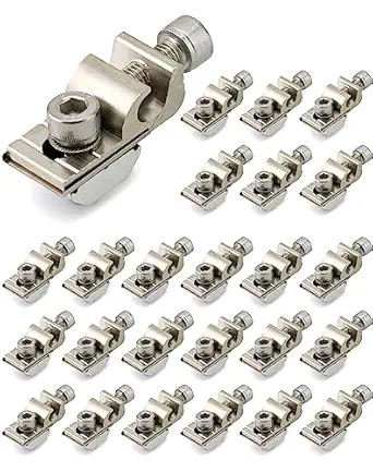 QWORK WEEB Grounding Tab 6.7, 25 Pcs Copper Conductor Buried Connectors for Photovoltaic Roof Bracket and Ground Bracket Aluminum Rail, Grounding Clip, WEEB-Ground Lug