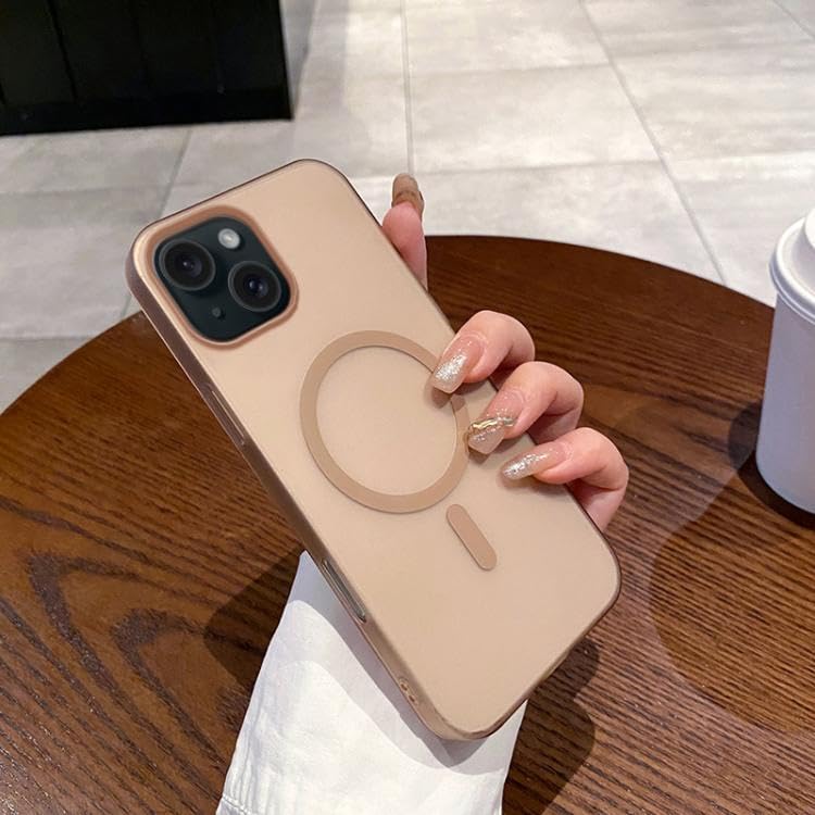 Image of COVERLY Luxurious Magnetic Frosted Mist Wireless Charging iPhone 14 Plus Hard PC Phone Case, Cool Anti-Fingerprint Semi-Transparent Shockproof Matte Paper Back Phone Protector for Apple iPhone 14 Plus