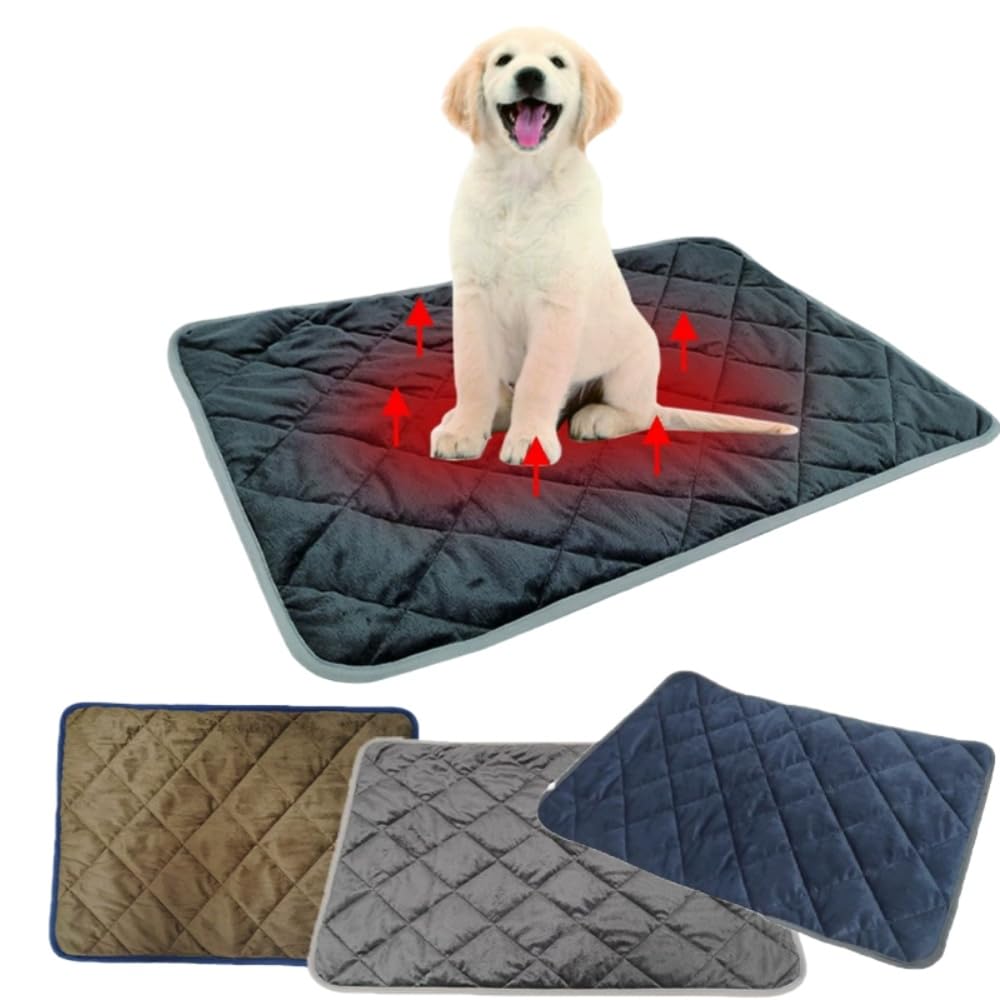 ThermoVital Selbstheizende Geräuschlose rutschfeste Waschbare Wärmedecke für Katzen und Hunde - Hundematte