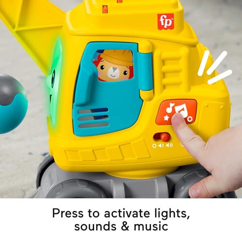 Fisher-Price Jeu Construction La Calculo’Grue Avec Blocs, Boule Démolition, Effets Sonores Et Lumineux, 50 Sons Et Plus, Jouet Bébé, A Partir De 9 Mois, Anglais, UK; Française; Allemande, HXF48