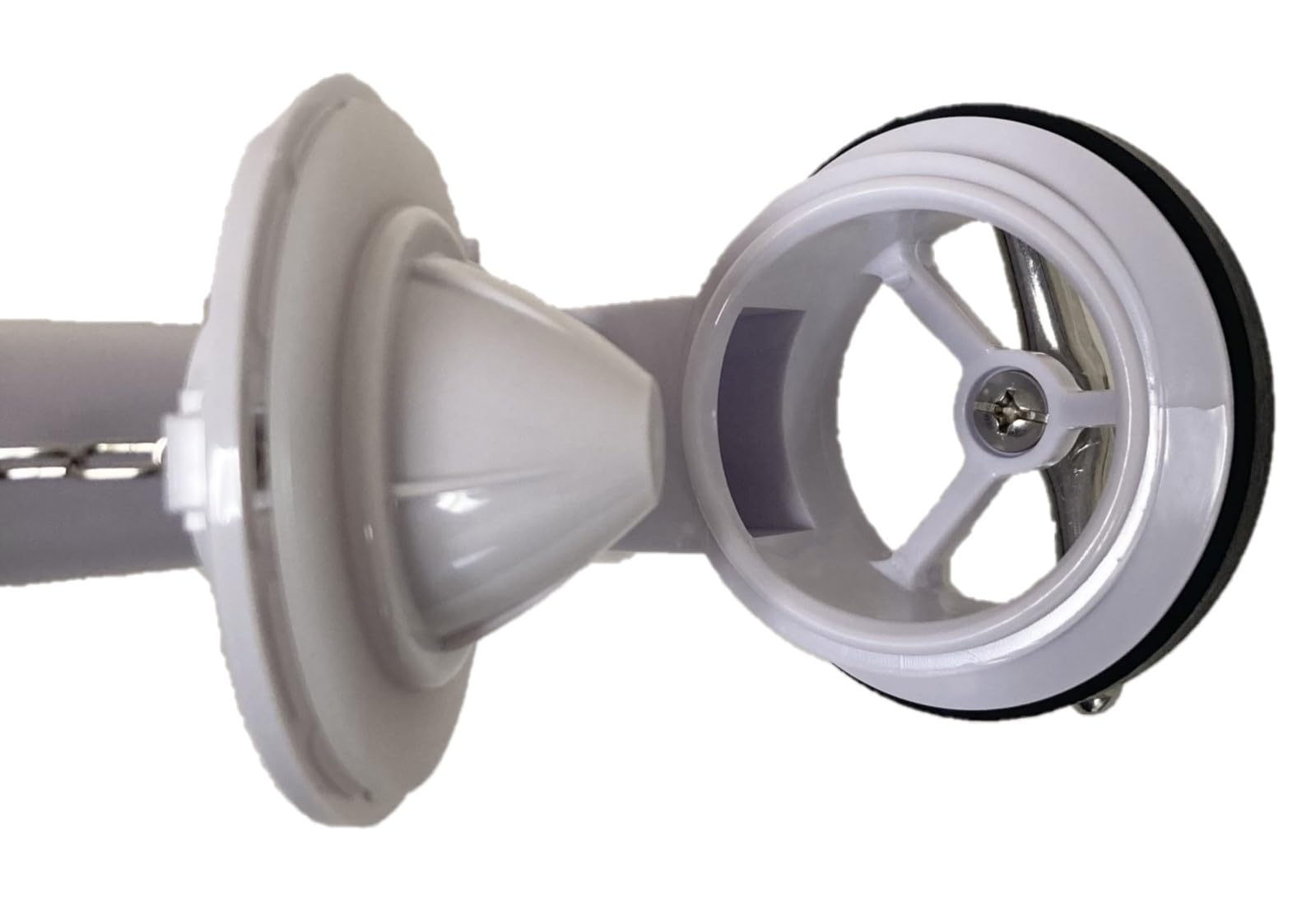 NuFlush Montaje de válvula empotrable para inodoro de una pieza, válvula de globo, silicon, 2" de entrada y salida, 10" de desbordamiento, fácil de instalar