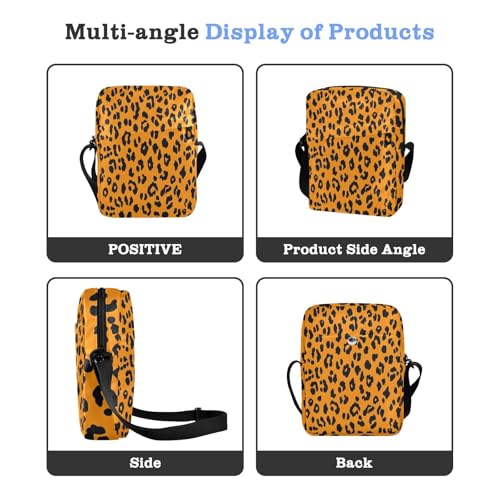 mens messenger bag crossbody shoulder bag crossbody Cross Body Purse Adjustable Strap for School School- Leopard Orange Print4
