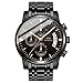 KASHIDUN Men's Watches Luxury Sports Casual Quartz Wristwatches Waterproof Chronograph Calendar Date Stainless Steel Band Black Color (A Black)