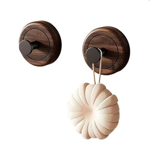 Xinxiyuan Walnut Wood-White 1/2Pcs Walnut Wood Suction Cup Hook Strong Vacuum Keys Clothes Hanger Kitchen Bathroom Robe Towel Organizer(,2Pcs)