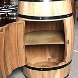 Solid Wood Oak Barrel Wine Cabinet with Locking Door,Decorative Beer Barrel Display,Natural Wood Storage,Perfect Wine Cellar Decoration(Size:42 * 55cm,Color:B)