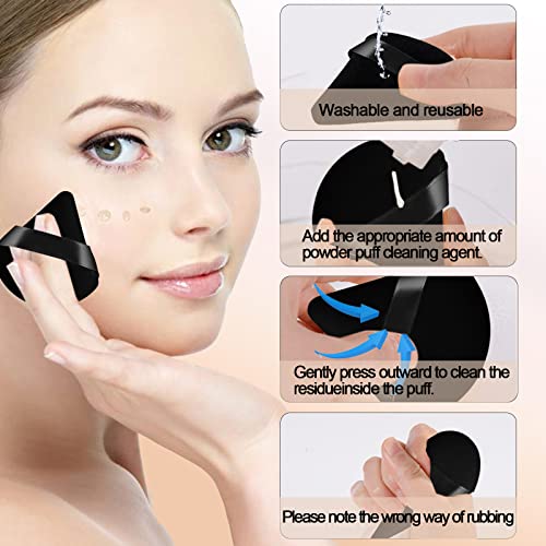 Aphrordity 2 Pcs Triangle Velvet Puff Makeup Multifunctional Borlas De Maquillaje For Under Eye Powder Puff For Wet And Dry Use.black & Pink #TOP6
