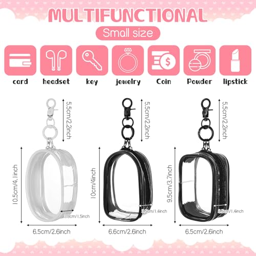 3 Pcs Clear Pouch Keychain, Small Clear Figure Display Bag with Keychain, Portable Mini Makeup Bag for Purse, Small Doll Storage Hanging Figure Storage Case Pouch for Show Blind Boxes Mini Figures2