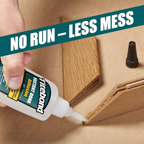 Image of Titebond Instant Bond Gel CA Super Glue - Ethyl Cyanoacrylate Adhesive for Wood, MDF, Odd-Shaped Surfaces & Cabinetry, 20-30 Second Set - 4 Oz. 6232
