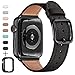 Produktbild MNBVCXZ Armbänder Kompatibel mit Apple Watch Armband 38 mm 40 mm 42 mm 44 mm,Top Grain Lederband Ersatzarmband für iWatch Serie 5 4 3 2 1, Spezieller Entwurf (38mm 40mm, Schwarz&Schwarz)