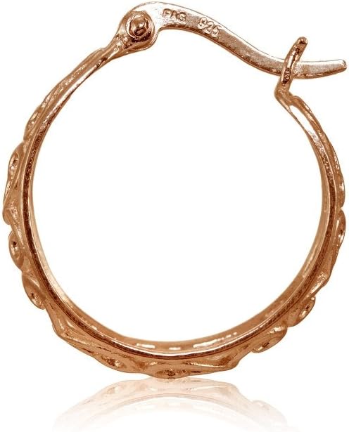 Hoops & Loops 925 Sterling Silver Heart Filigree Hoop Earrings for Women, Silver, Yellow & Rose Gold - Image 3