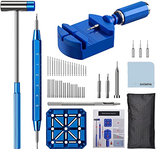 Watch Link Removal Kit, Showpin Watchband Removal Tools, Watch Repair Kit, Spring Bar Tool With Scale, Link Remover, Watch Band Holder, Punch Pins, Hammer, Hole-Punch, Cleaning Cloth, And User Manual #TOP5