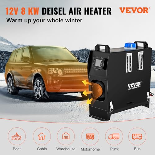 Image of VEVOR Diesel Air Heater, 12V 8KW All-in-One Diesel Heater, Diesel Parking Heater with Remote Control and Muffler for Car, Vans, Truck, RV, Boats, Trailer, Motorhome and Caravan