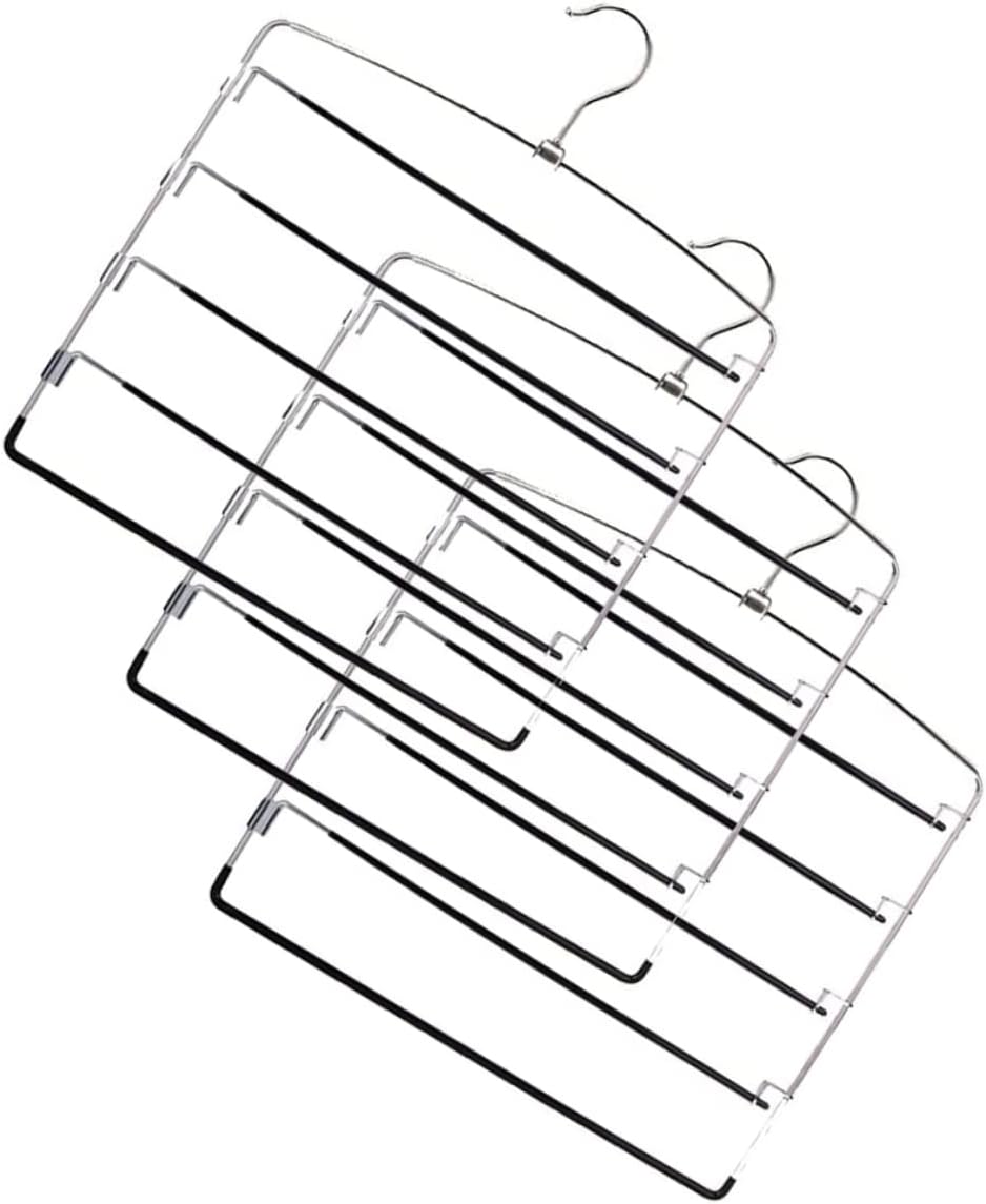 PRETYZOOM 3pcs Metal Pants Hangers Space-Saving Organizer for Trousers Jeans Skirts Construction with Non-Slip Design for Closet Storage Wardrobe Organization