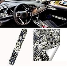 Moyishi Dark Blue Wave Cotton Bronzing Automotive Interior Sticker Self-Adhesive Tape with Adhesive and Wind Cloth Car Interior Car Sticker 19.7x597in