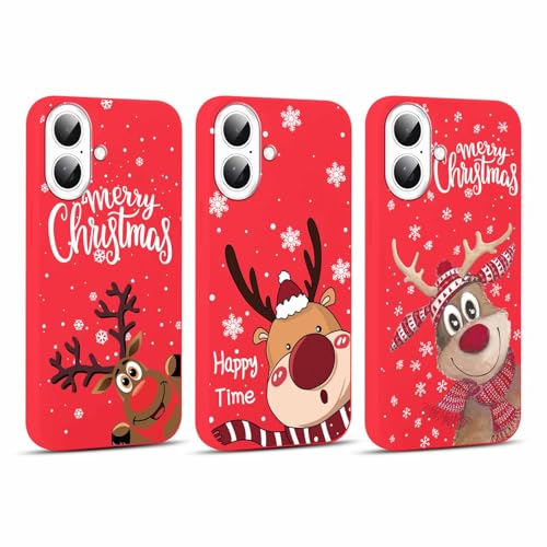 Xylota [3 Pezzi Natale Cover per iPhone 16 Plus 6,7", Custodia Cute Christmas Aesthetic Motive Design, Morbido Silicone Antiurto Cartoons Protezione Phone Case per iPhone16 Plus, Alce Xylota [3 Pezzi Natale Cover per iPhone 16 Plus 6,7", Custodia Cute Christmas Aesthetic Motive Design, Morbido Silicone Antiurto Cartoons Protezione Phone Case per iPhone16 Plus, Alce