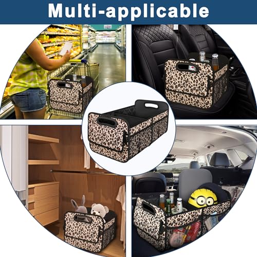 Image of Deosk Trunk Organizer and Storage with Reinforced Handles,Car Accessories for Women /Men 50L Waterproof Polyester Trunk Organzier for Car /SUV /Minivan /Truck(Medium,Leopard print)