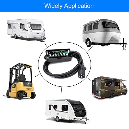 MOCW 6 Foot 7 Pin Trailer Plug Wiring Harness 7 Way RV Trailer Cord Wire with 7 Gang Waterproof Junction Box - Thumbnail 7