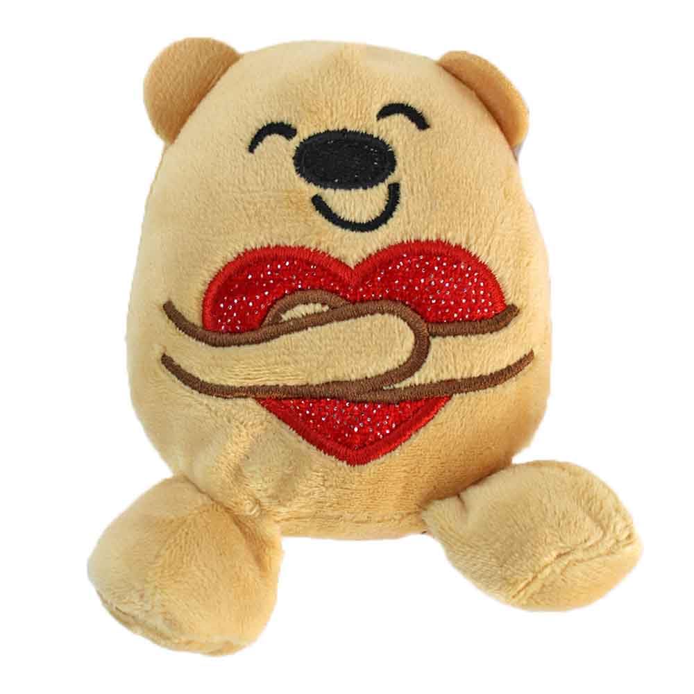 BEMIRO Kuscheltier Bär mit Herz, Mini Display, 12 Stück, Weiß und Braun, ca. 10 cm, Polyester, mit Glitzerherz