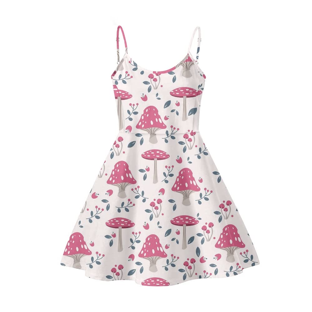 DremagiaWomen's Summer Spaghetti Strap Dress Sleeveless Swing Dress for Beach Party