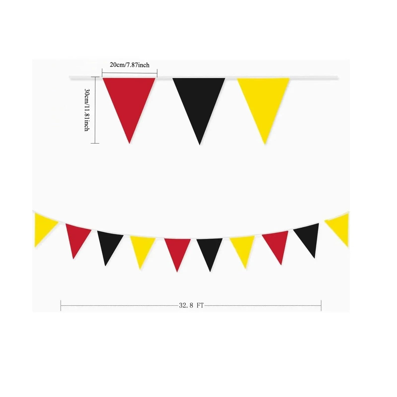 Banderines Decorativos 10m Red Yellow Black Bunting Flags 20x30cm Plastic Party Decor(3 PCS)