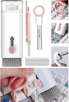 Jouis 7'si 1 arada Elektronik Temizleme Kiti, Klavye Temizleyici, Dizüstü Bilgisayar Temizleme Kiti Monitör, Cep Telefonu, Bluetooth, Kulaklık, Lego, Airpods, Dizüstü Bilgisayar Kamera (Pembe)