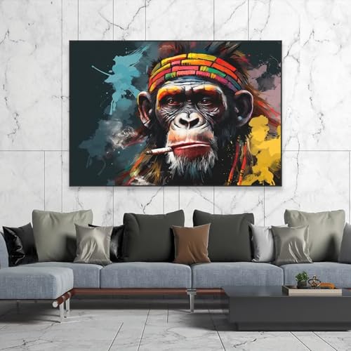 Toile chimpanzé moderne art contemporain graffiti coloré impression haute définition 30x45cm