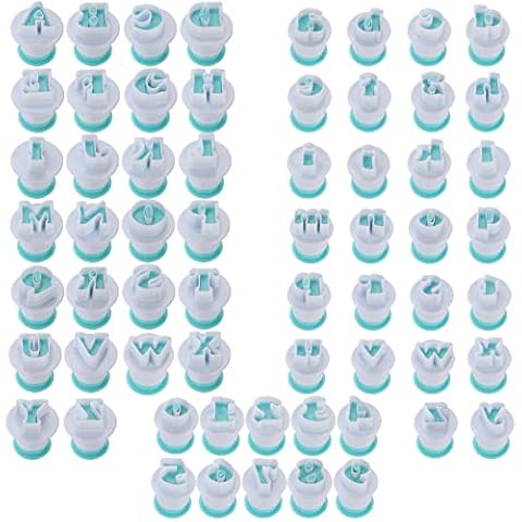 Suwimut 62 Pieces Fondant Alphabet Letter Cutters and Number Set, Cake Biscuit Mold Decorating Tools, Cookie Stamp Impress Embosser Plunger, Uppercase Lowercase Numbers Shape DIY Sugar Cookies Cover