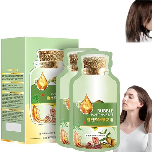 Natural Plant Hair Dye, New Botanical Bubble Hair Dye, Natural Plant Hair Dye for Grey Hair, Pure Plant Extract for Grey Hair Color Bubble Dye, Natural Plant Hair Dye Shampoo (Chestnut Brown)