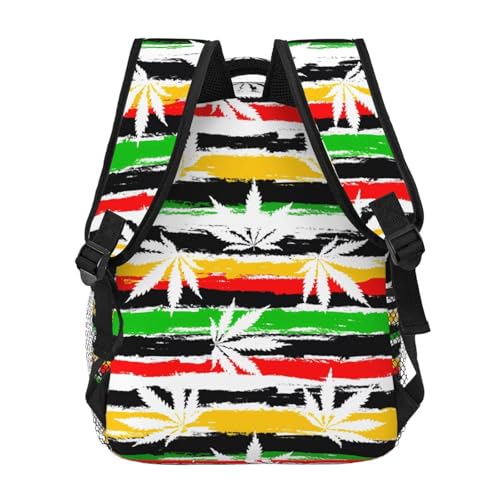 Jamaica Flag Marijuana Lightweight Backpack Travel Casual Bags for Women or Men 15.7 Inches4