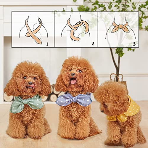 Zirvyir 4Pcs Fall Dog Bandanas Cat Birthday Cute Soft Cotton Puppy Scarfs Washable Daily Handkerchief Pink Green Blue Orange Comfortable Gifts thumb #3