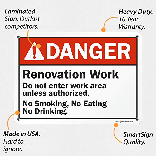 Panneau Danger Renovation Work Do Not Enter pour interdire l'accès de zone