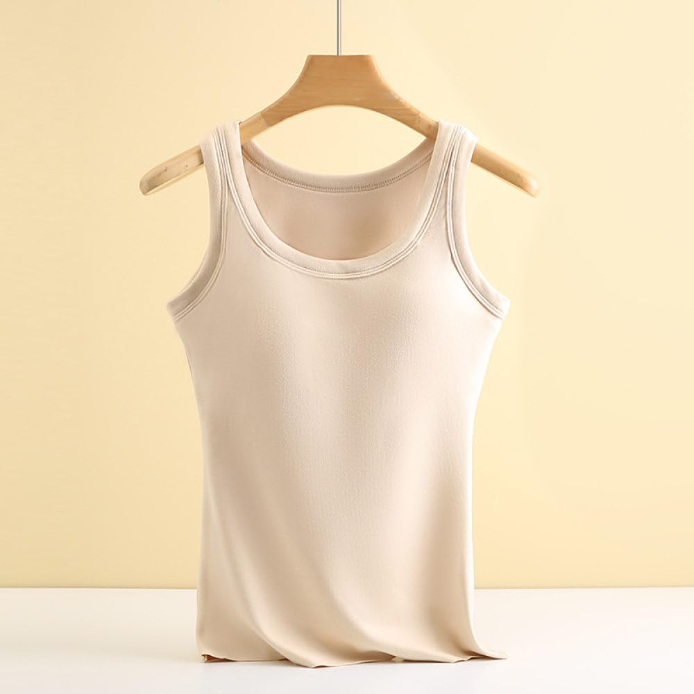 2 Pezzi Canotta Termica da Donna Senza Maniche con Reggiseno Incorporato, Top Termici in Micropile Spazzolato Intimo Termico Strati di Base, Canottiera Canottiera Canottiera