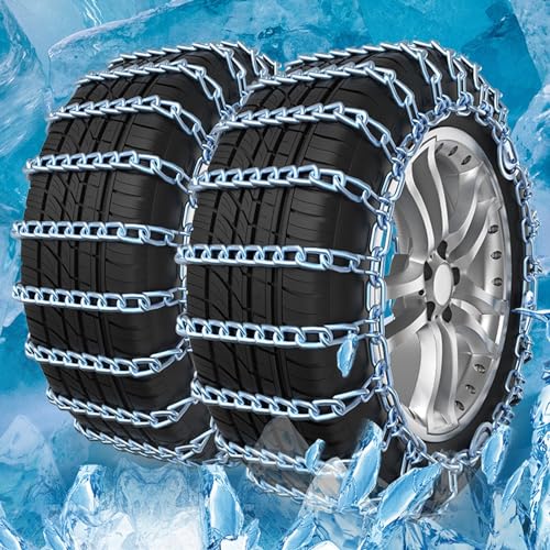 JXYQZD Schneeketten für PKW-Pickup-LKWs, SUV, Schneeketten Universal Traktionskette mit Handschuhen, rutschfeste, Verdickende Reifenketten, Breite 145 Bis 285 mm – 2er-Set (Size : 205)