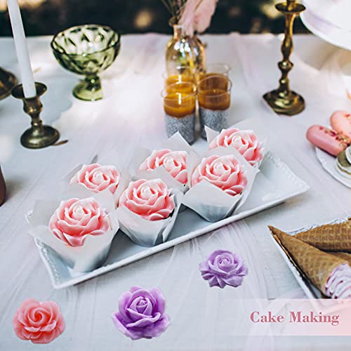 6Pcs 3D Flower Silicone Molds Set, Bloom Rose Silicone Molds For Soap Making ,Peony Molds For Handmade Chocolate, Cupcake, Dessert Decoration (6Pcs A) #TOP2