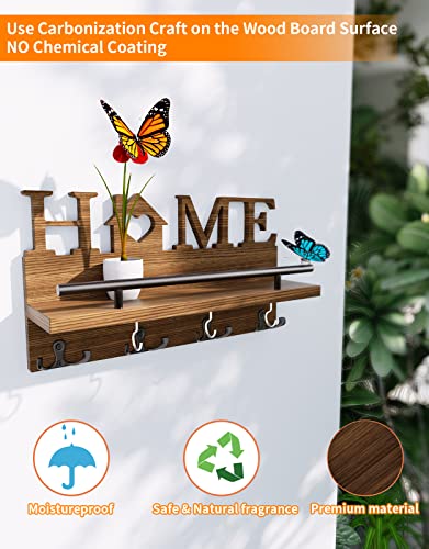 Swtymiki Key Holder For Wall With Home Decoration, Wood Mail Organizer With Double Key Hooks And Mail Holder Design, Wall Mounted Key Hanger Suitable For Entryway, Front Door, Hallway, Office, Brown #TOP1